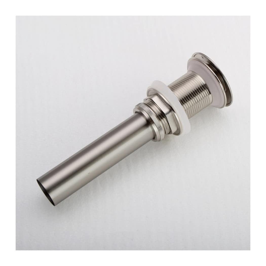 WRIST Vidange D'évier Pop Up, Vidange D'évier De Salle De Bain en Laiton avec Panier À Crépine Attrape-Cheveux Anti-Obstruction Vidange Pop Up avec Ou sans Trop-Plein, Nickel Brossé,B