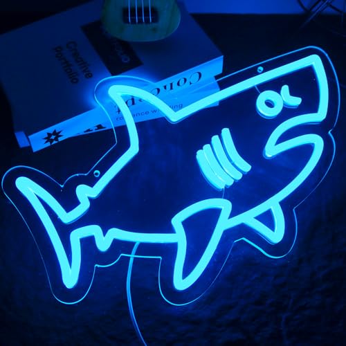 Image of Balanar Shark Neon Signs for Wall Decor,Dimmable USB Powered LED Shark Light Animal Wall Decor Christmas Birthday Gift for Boys Men, Bedroom Living Room Man Cave Home Decoration10*15.7Inch