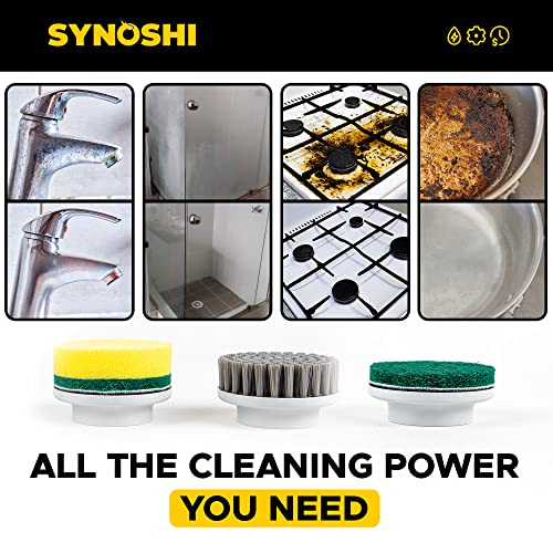 Image of SYNOSHI Electric Spin Scrubber,Power Cleaning Brush With 3 Heads,Cordless Waterproof Shower Scrubber With Dual Speed,Perfect For Cleaning Bathroom,Tile,Cars,Floor. Electric Scrub Brush For Tub,White