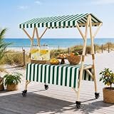 Chariot De Vendeur Mobile, Stand De Marché Pliable Avec Auvent Kiosque De Vente En Bois Sur Roues Chariot De Marché Pour Bar À Bonbons Café Nomade Et Brunch Extérieur Chic(Green,L120 x W60 x H200 cm)