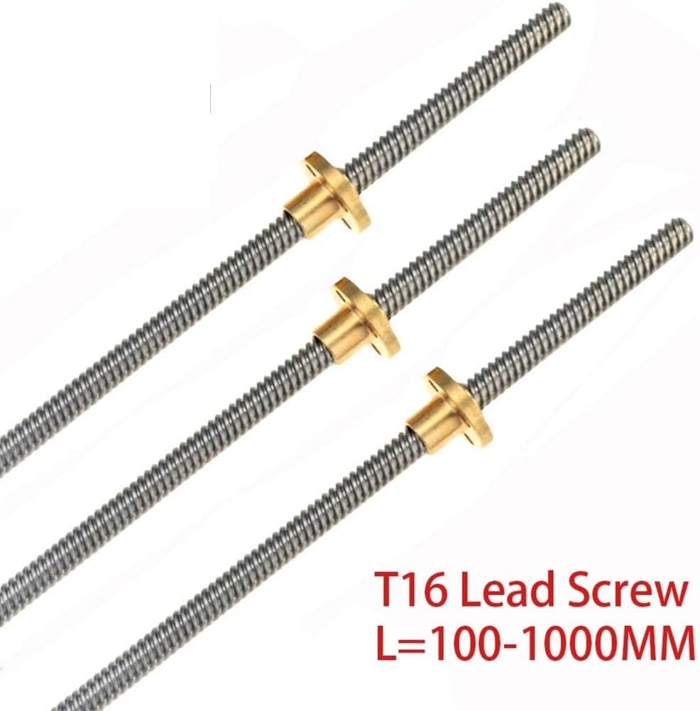 Gewindestange aus Edelstahl, 1 Stück T16 Edelstahl for CNC-3D-Drucker, Länge 100–1000 mm, Steigung 4 mm, 4 mm Trapezschraube und Mutter