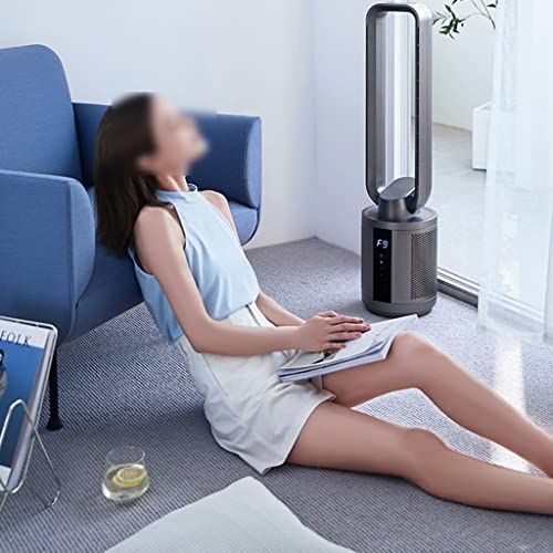 Waeyz Bedroom Tower Fan, Indoor Fanless Cooling Fan, 8-Hour Timing, 9-Speed Wind Speed Control, Air Purification Circulation Tower Fan, Home Standing Floor Fan (Color : Silver-Gris) #TOP1