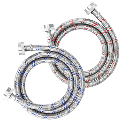 Gecyfit 4 FT Washing Machine Hoses, 2 Pack Premium Stainless Steel Washer Hose,...