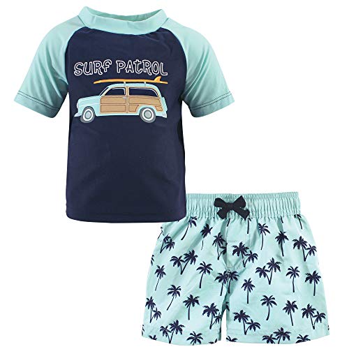 Hudson Baby Unisex Swim Rashguard Set, Surf Car, 4 Toddler