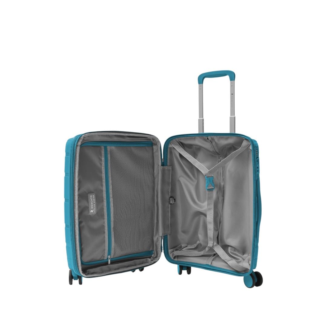 R Roncato Trolley AVIATOR fabricado en polipropileno, Cerceta, S, Maleta rígida, fabricada en polipropileno, expandible, 4 ruedas giratorias