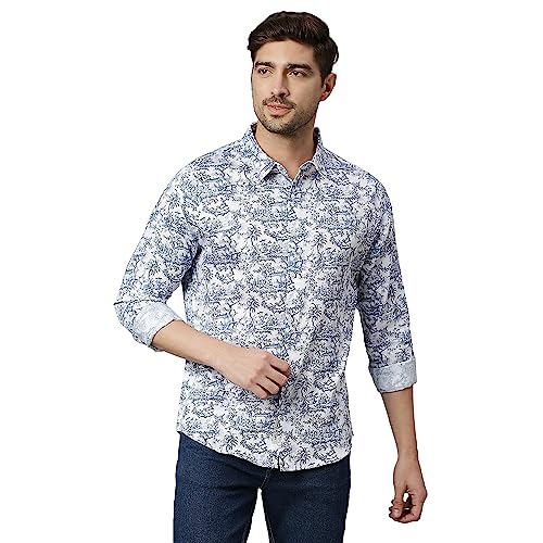 Image of Thomas Scott Men's | Printed | Full Sleeve | Slim Fit | 100% Cotton | Spread Collar | Casual Shirt