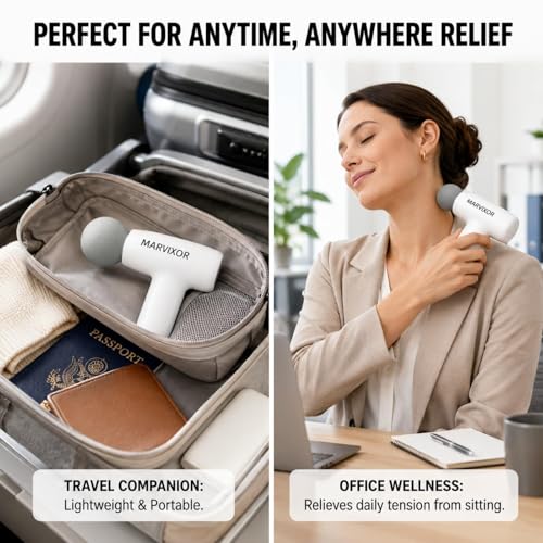 Mini Massage Gun Deep Tissue Percussion Massager, Portátil de Mano con 5 Velocidades, Masajeador Eléctrico Silencioso para Cuerpo, Espalda y Alivio de Dolor para Viajes y Recuperación miniatura 4