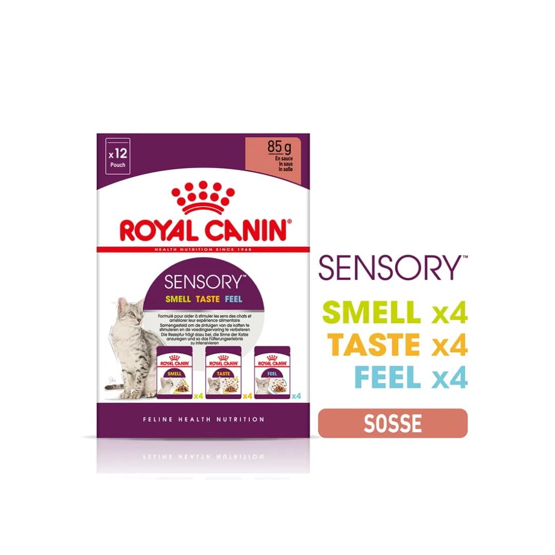 Royal Canin Sensory Multipack | Pack de 4 | 4 x 12 x 85 g | Alimento Completo para Gatos Adultos | Olor, Sabor, Sensación