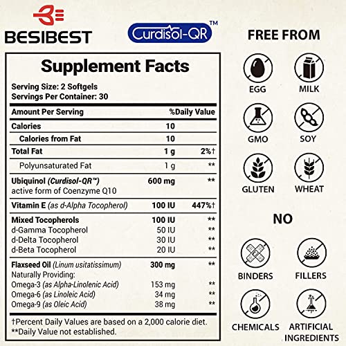 Besibest Coq10 600Mg 2Pcs Bundle With 1000Mg Liposomal Coq10 Ubiquinol Supplement 2Pcs #TOP2