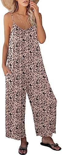 ANRABESS Women's Loose Casual Sleeveless Adjustable Spaghetti Strap Jumpsuits Stretchy Wide Leg Rompers with Two Pockets Leopard Print A370-fenbaowen-L