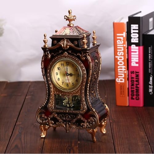 Reloj de mesa marrón HANABASS con diseño arcaico europeo y función musical para salón 6