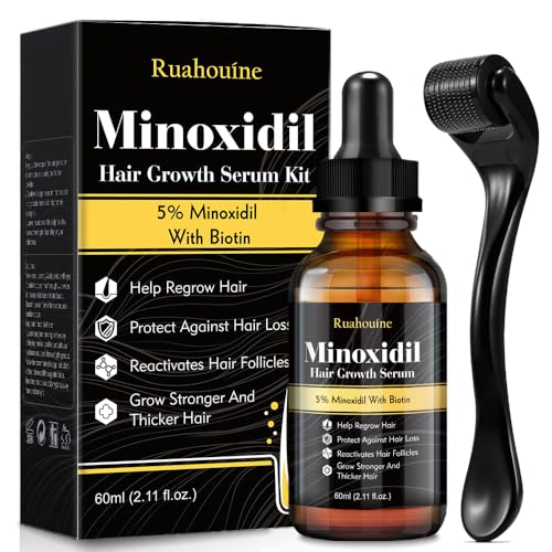 5% Minoxidil Hair Regrowth Oil for Men and Women Extra Strength Topical Serum for Hair Loss Promotes Thicker Healthier Hair and Beard Growth Kit 2.11 fl.oz