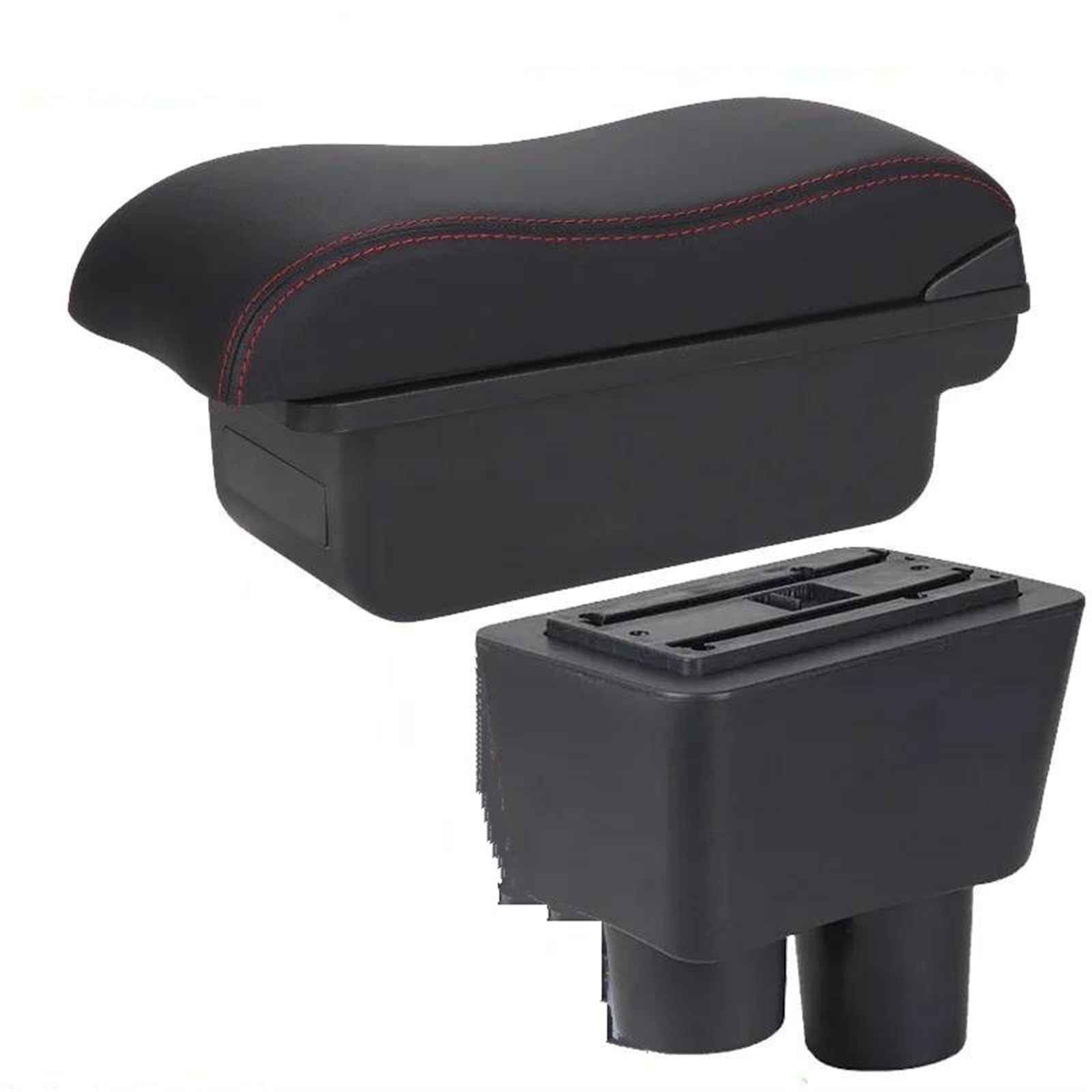 Car Armrest Box Storage Ashtray Decoration Refit Accessories For Almera For Versa(C1 Black red NO USB)