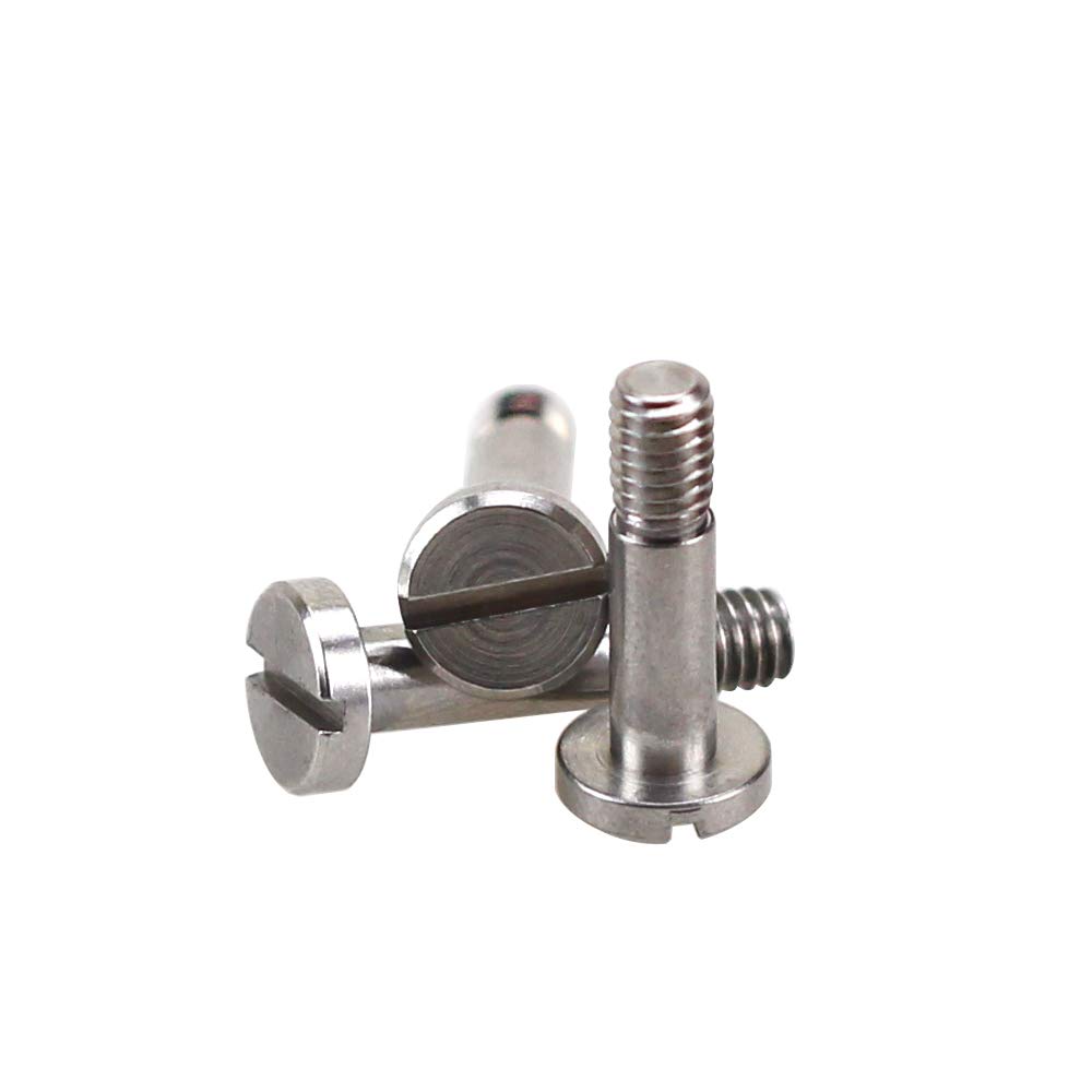 Tornillos M4 de tornillo de hombro con cabeza ranurada, tolerancia de conducción, acabado liso, tornillo de cabeza plana parcialmente roscado, aplicaciones industriales métricas (paquete de 10)