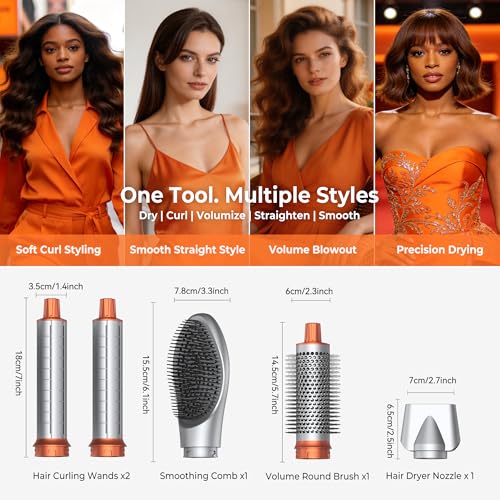 Image of 90 Degree Rotating Air Styler, 5 in 1 Hot Air Comb Set, Silver