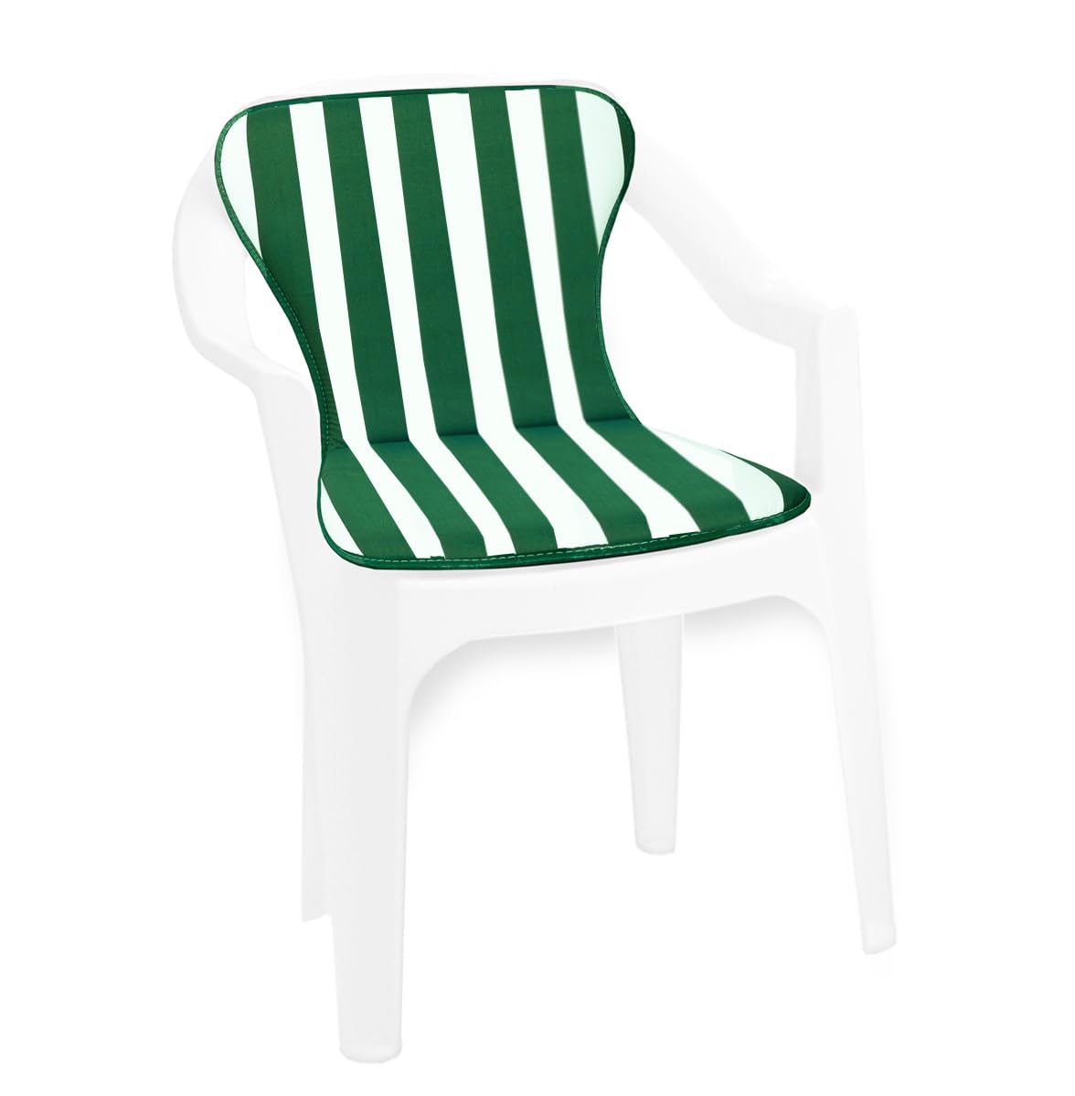 Cojín para silla con respaldo universal - 100% Made in Italy - Mod. Violino - Diseño a rayas, VERDE