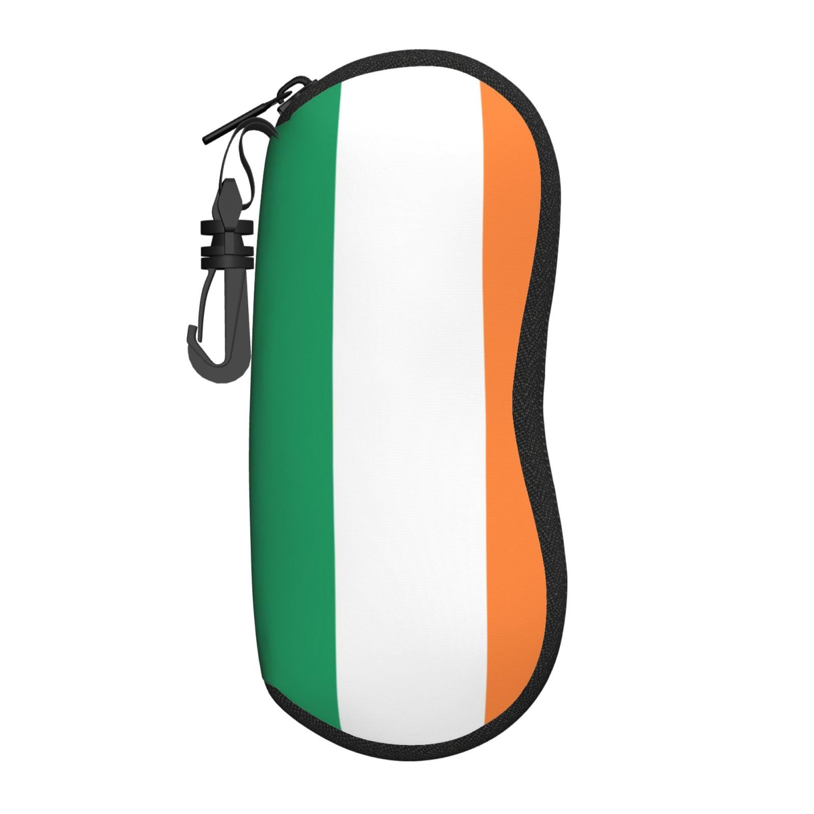 hhbiuuo Zip Eyeglasses Case,Portable Soft Glasses Bag with Hook,Irish flag Print Design,Sunglasses Pouch for Men Women