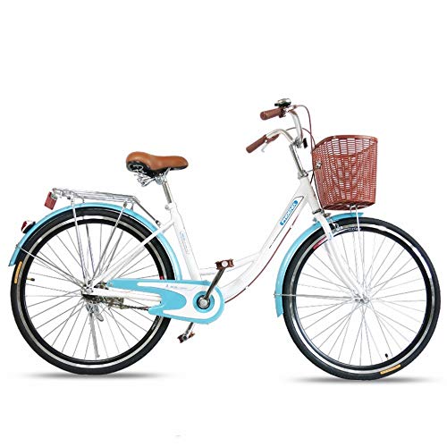 MU Vélo Femme 24/26 Pouces Vélo Mobilité Ville Lumière Mâle Étudiant Ordinaire Adulte Dame Voiture De Banlieue,Bleu,24 pouces