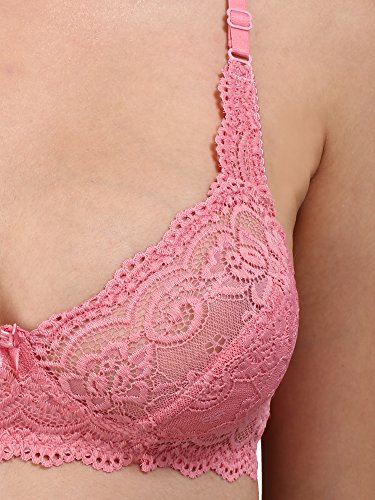 Image of Bralux C Cup Bra for Women Plus Size Lace Bra Non-Padded Wirefree Full Coverage Bridal Bra