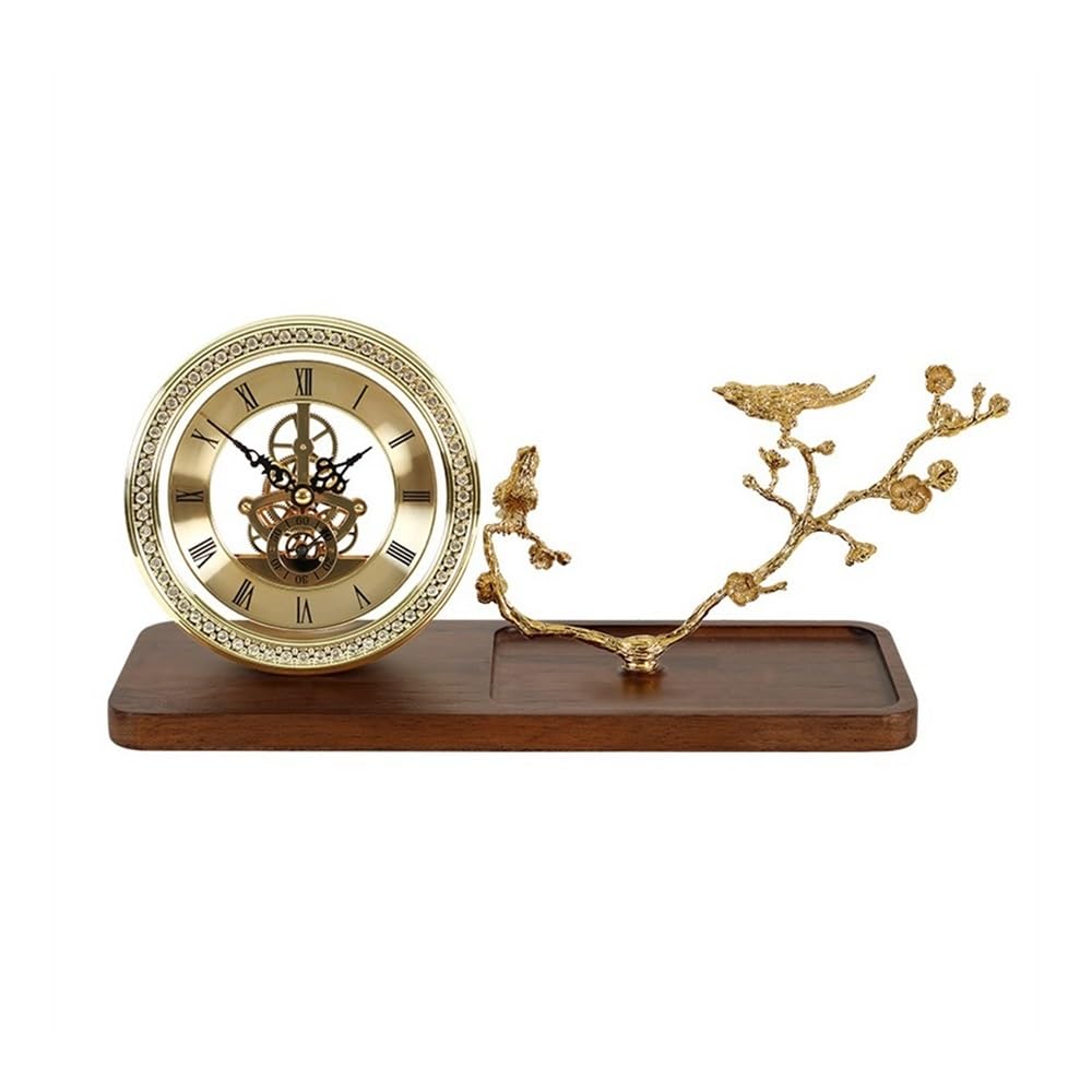 Dh2yjnbf3 Bedside Brass Desk Clock Imitation Mechanical Table Placement Living Room Bedroom Desktop Household Decoration and Watch Decor