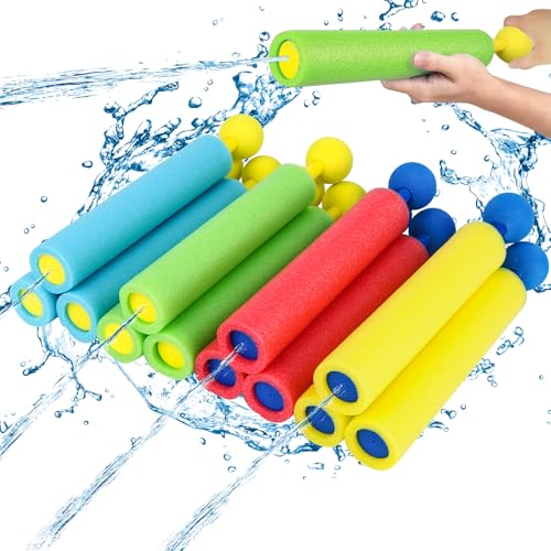 NXPZ Pistolet a Eau, 12 Pièces Pistolet à Eau Mousse pour Enfants, Jeux d'eau avec Une Portée de...
