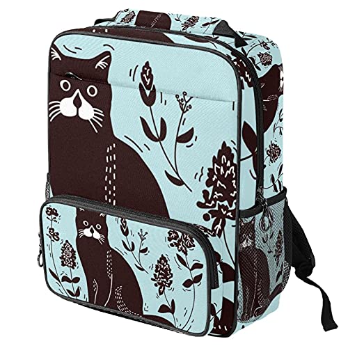 Sac à dos pour ordinateur portable confortable et spacieux motif chat bleu