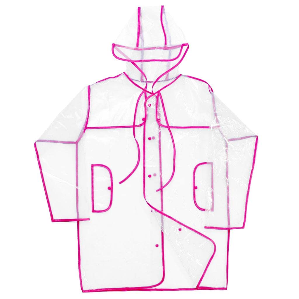 nivaa Transparent Clear Rain Coat Festival Camping Raincoat Mac for Women Pink-picture-45