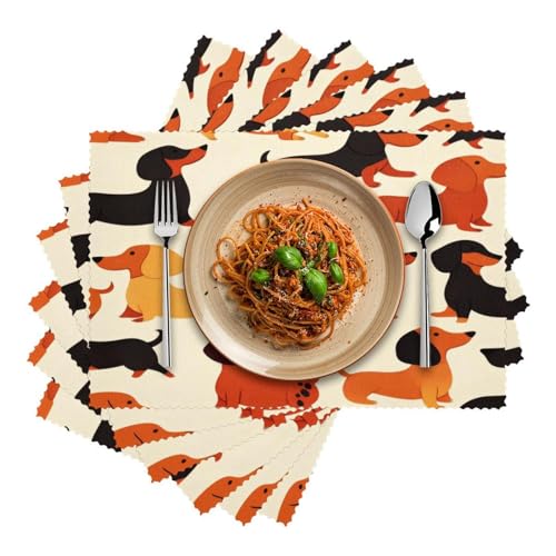 Set de table teckel 30,5x45,7 cm lavable antidérapant thermorésistant lot de 6
