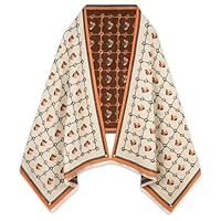 EXTREE Scarfs for Women Pashmina Silky Shawl Wrap for Evening Dressing Blanket Open Front Poncho Cape, A Orange Grid Pony Head, 73.5\"x26\"