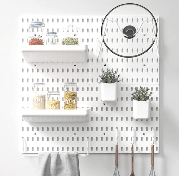 Pegboard Wall Mount Display Pegboard, 4pcs Wall Organiser White Plastic Garage Pegboard Wall
