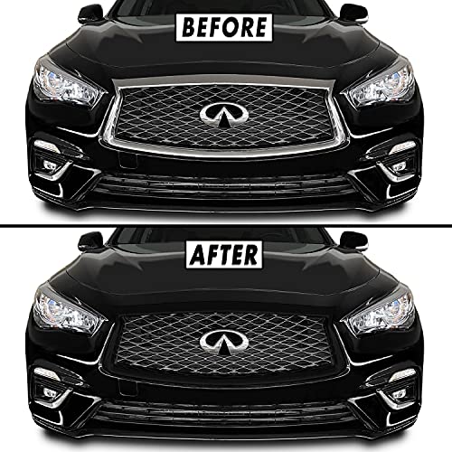 SlickMod Chrome Delete Blackout Vinyl Overlay for 2018-2022 Infiniti Q50 Front Grill Trim (Satin Black)