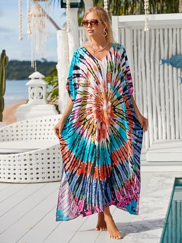 Image of Kaftan Dresses for Women Plus Size Bathing Suit Cover up Caftan Maxi Beach Dresses
