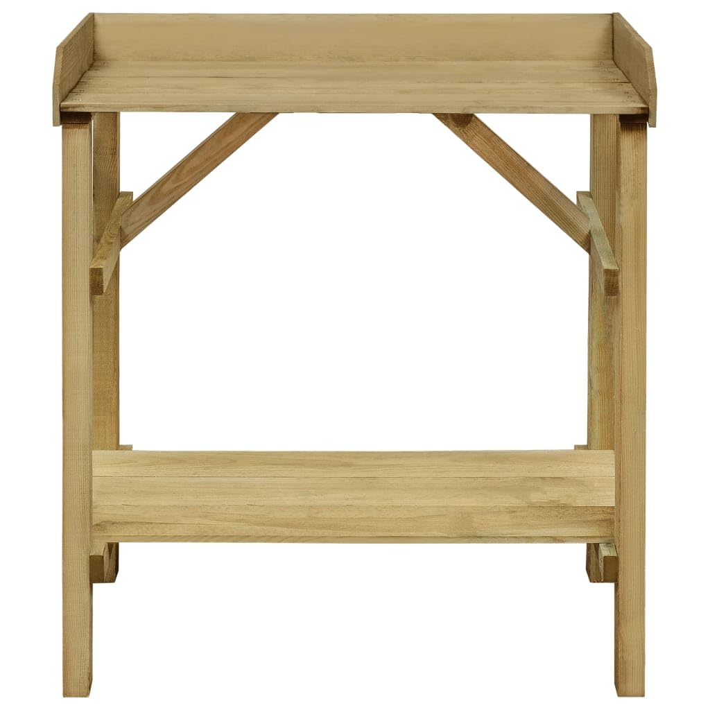 Stół ogrodniczy Drewno sosna Impregne 75x40x90 cm | Duża powierzchnia robocza, dolna półka na doniczki, stabilna konstrukcja krzyżowa, łatwa w montażu