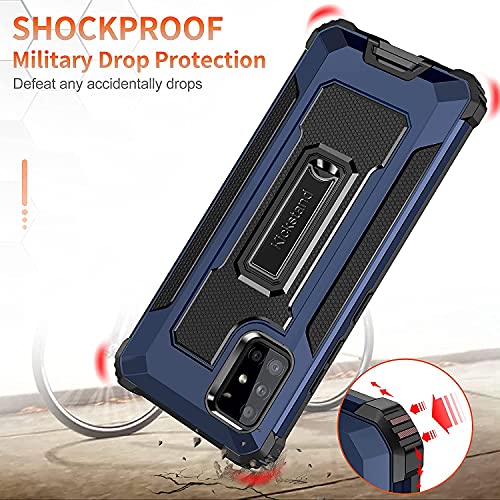 Image of KBV Shockproof Armor Protector Sturdy Metal Kickstand Back Cover for Samsung Galaxy M51 (Blue)