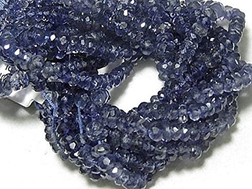 Iolite bleu perle facettée 3.5mm fil gemme semi précieuse rondelle