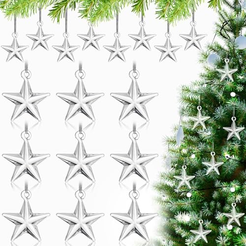 Rattanview ZON-RATTANVIEW-0705 24 Pcs Clear Glass Christmas Tree Ornaments Glass Christmas Star Decorations Mini Crystal Star Decor Bulk Xmas Tree Hanging Pendant thumb #6