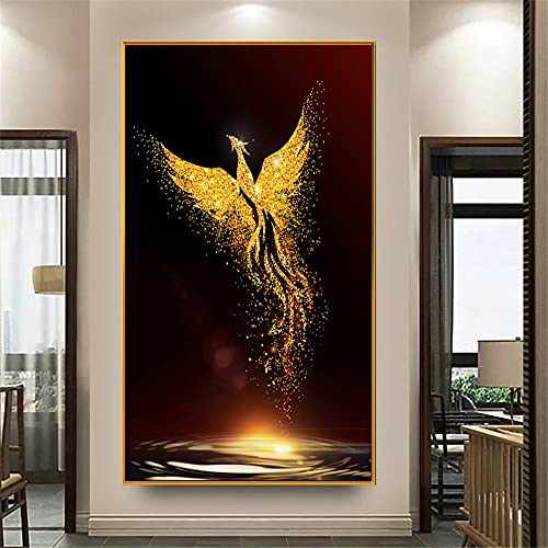 Mosaïque Phénix d'or Diamond Painting 5D toile premium grand format 70x120cm