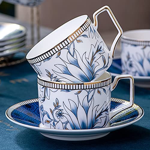 SGSG Juego de Tazas y platillos de café Bone China, Juego de té de la Tarde británico Ligero de Gama Alta, Tienda de… - Imagen 5