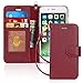 FYY Case for iPhone 6S Plus/iPhone 6 Plus, [Kickstand Feature] Flip Folio Genuine Leather Wallet Case with ID and Credit Card Pockets for Apple iPhone 6/6S Plus (5.5") Wine Red