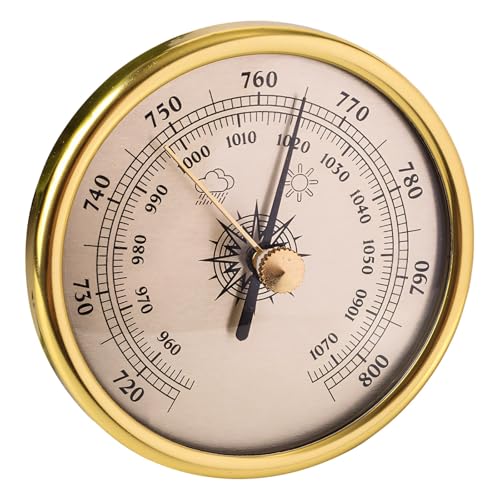 High Precision 2.83 Inch Barometric Pressure Meter with Gold Frame for Home, Fishing, Hiking