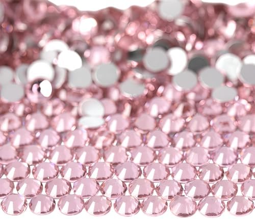 Flatback Glass Crystal Rhinestones Rounds Gems for Bedazzling Nails Art Crafts Decorations Clothes Shoes（SS50 144pcs, Light Pink）