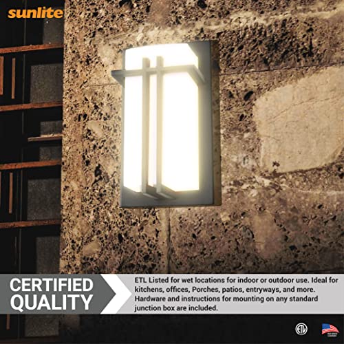 Image of Sunlite 46092 Decorative Square Wall Sconce Light Fixture, A19 Bulb, E26 Socket, 60 Watts Max (Bulb not Included), Indoor, Opal Shade, Matte Black Frame, Bathrooms, Hallways & Entryways