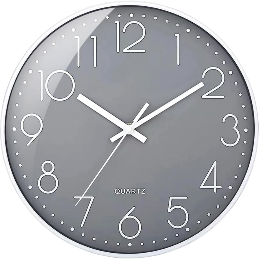 SIN&MI Wall Clock Non-Ticking Silent Battery Operated Round Wall Clock Modern Simple Style Decor Clock for Home/Office/School/Kitchen/Bedroom/Living Room/8.5 Inch Grey