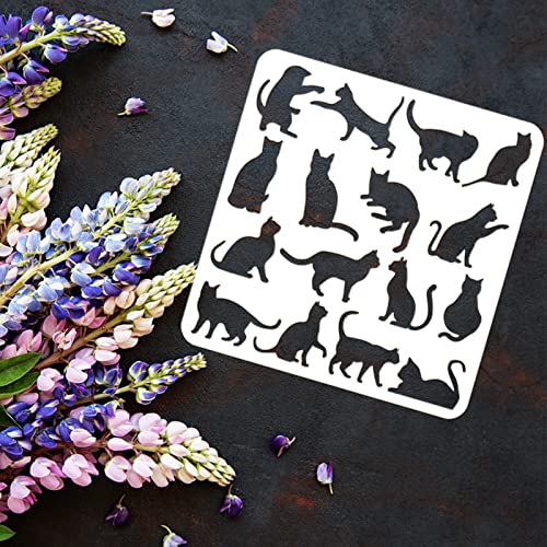 FINGERINSPIRE Cat Drawing Stencil 30x30cm Reusable Cat Painting Template DIY Craft Cute Cats Pattern Stencil Animal Cats Stencils for Painting on Wall Furniture - Image 3