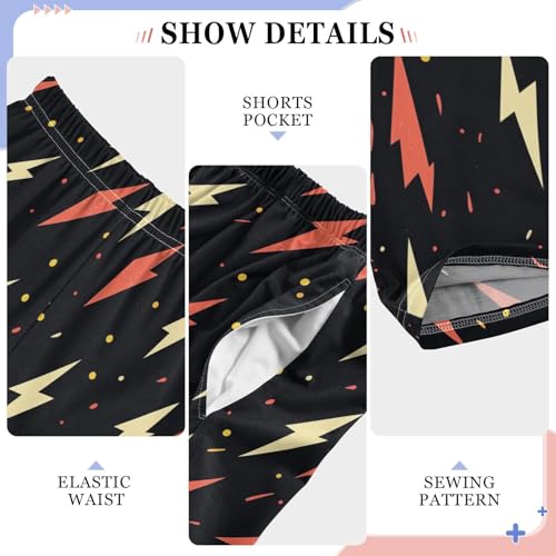 Boys' Pants Orange Lightning Bolt Dots Long Bottoms Jogger Pants Elastic Waist Trousers with Pockets S-XL4