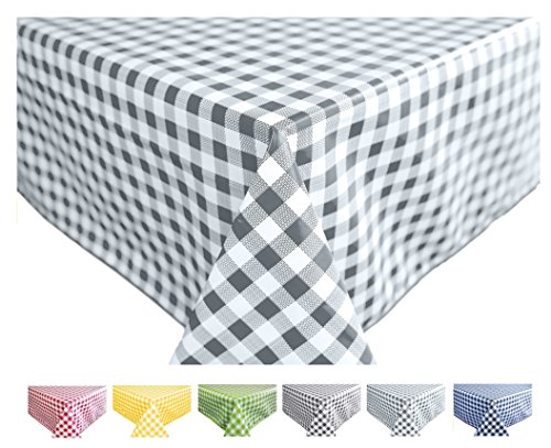 Home Direct Mantel de Hule, Rectangular 140 x 180cm Cuadros Gris Claro