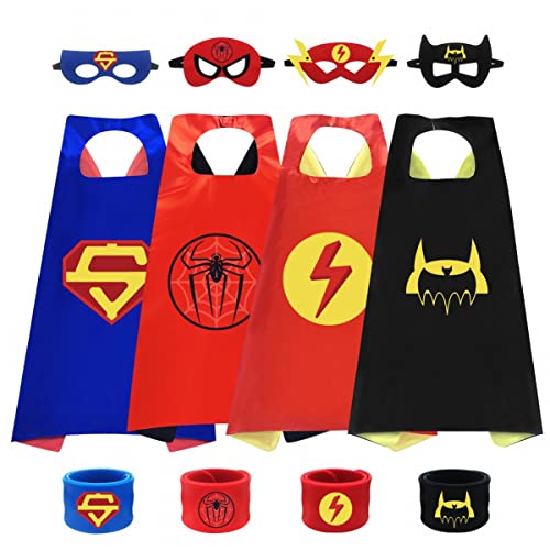 Cartoon Capes, Dress up Costumes, Superhero Costume Capes & Slap Bracelets & Masks, Birthday Dress-up Party (4 PCS)