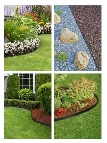 Growneer Garden Edging Border 32Ft | 10M Long 6CM High Plastic Flexible Lawn Edging With 40Pcs Strong Securing Pegs Landscape Dividers For Landscaping Garden Flower Beds(Black) - 8