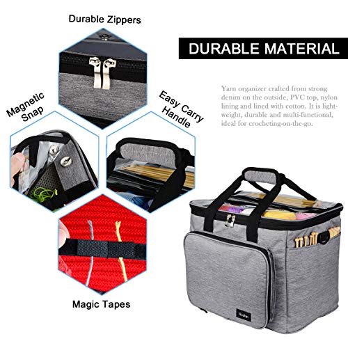 Hoshin Knitting Bag for Yarn Storage Portable Crochet Tote Bag Yarn Organizer for Crochet Patterns and Hooks Needles - Image 2