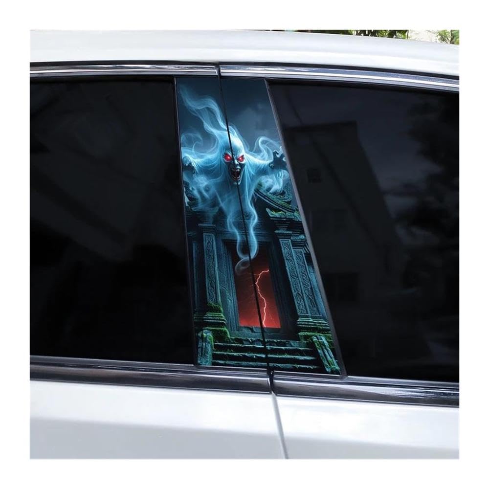 Body Parts 2pcs Car Center Pillar Sticker Ghost Crawling Soul Auto B-Pillar Waterproof Protective Film(E)